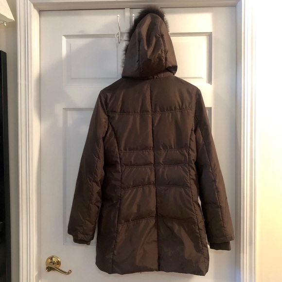 Via Spiga brown puffer jacket removable fox fur hood, Small - Picture 4 of 8